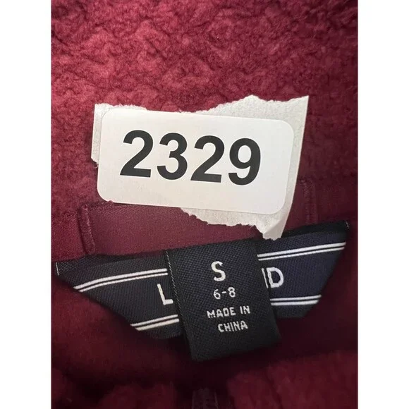 Lands' End Women's Fleece Pullover Top Burgundy Floral 1/4 Zip Polyester Size S - Picture 9 of 9